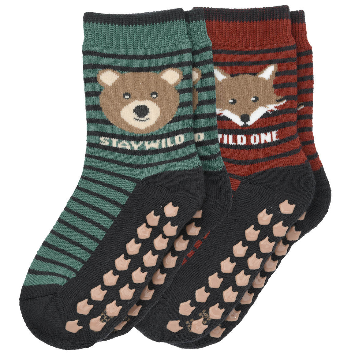 2 Paar Jungen Stoppersocken mit Streifen von Topolino