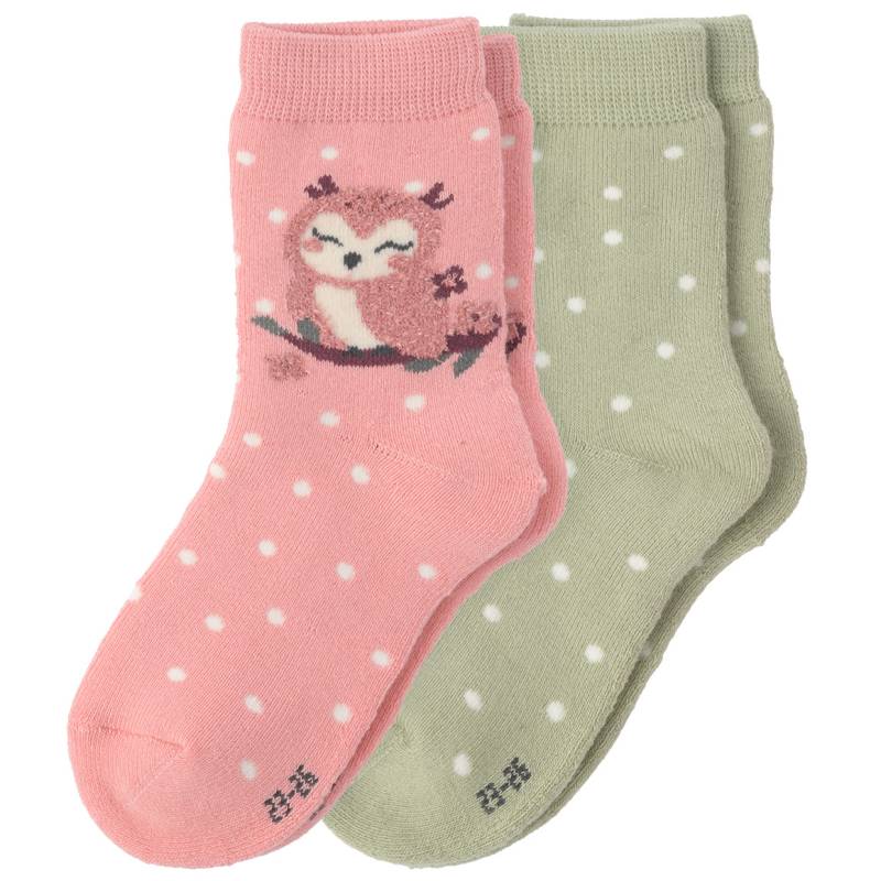 2 Paar Mädchen Frotteesocken mit Eulen-Motiv von Topolino
