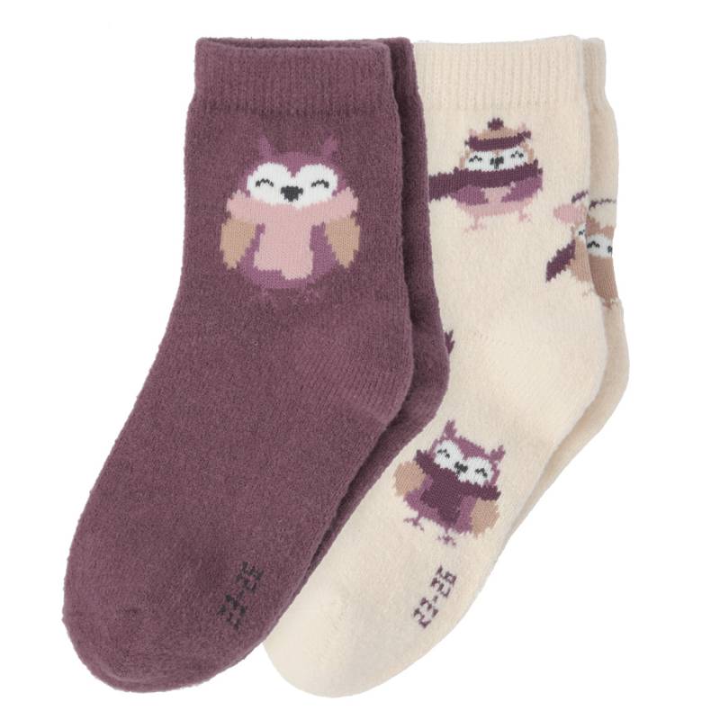 2 Paar Mädchen Kuschelsocken mit Eulen-Motiv von Topolino
