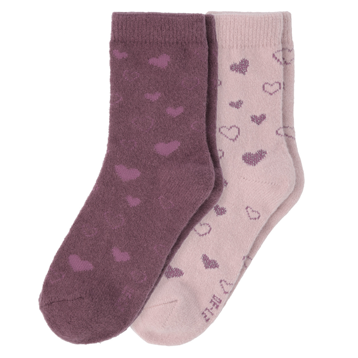 2 Paar Mädchen Kuschelsocken mit Herz-Motiven von Topolino
