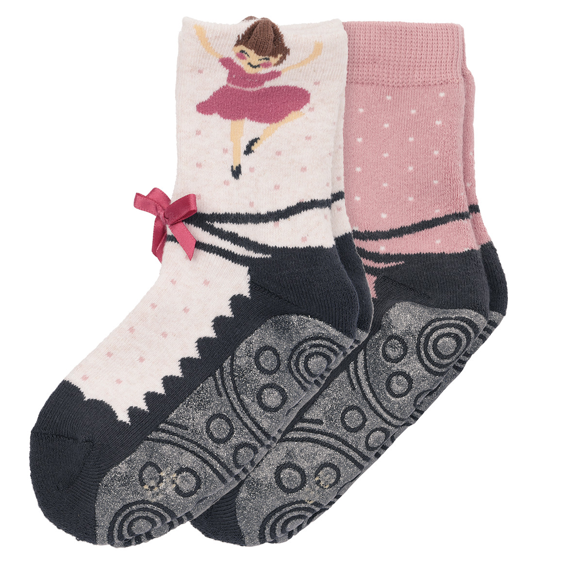 2 Paar Mädchen Stoppersocken mit Applikation von Topolino