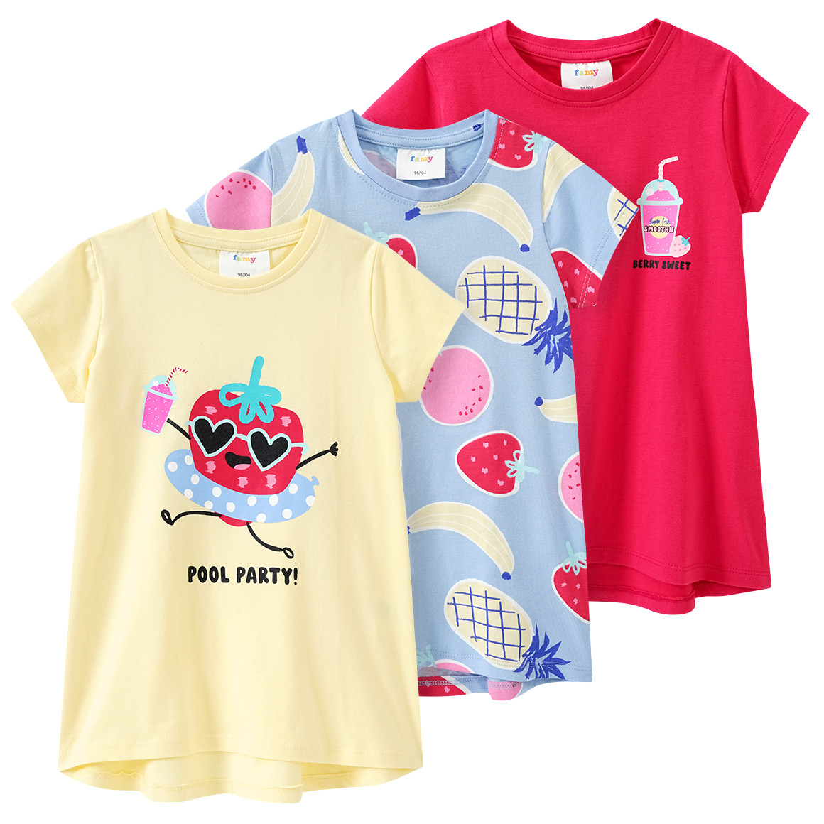 3 Mädchen T-Shirts mit bunten Motiven von Topolino
