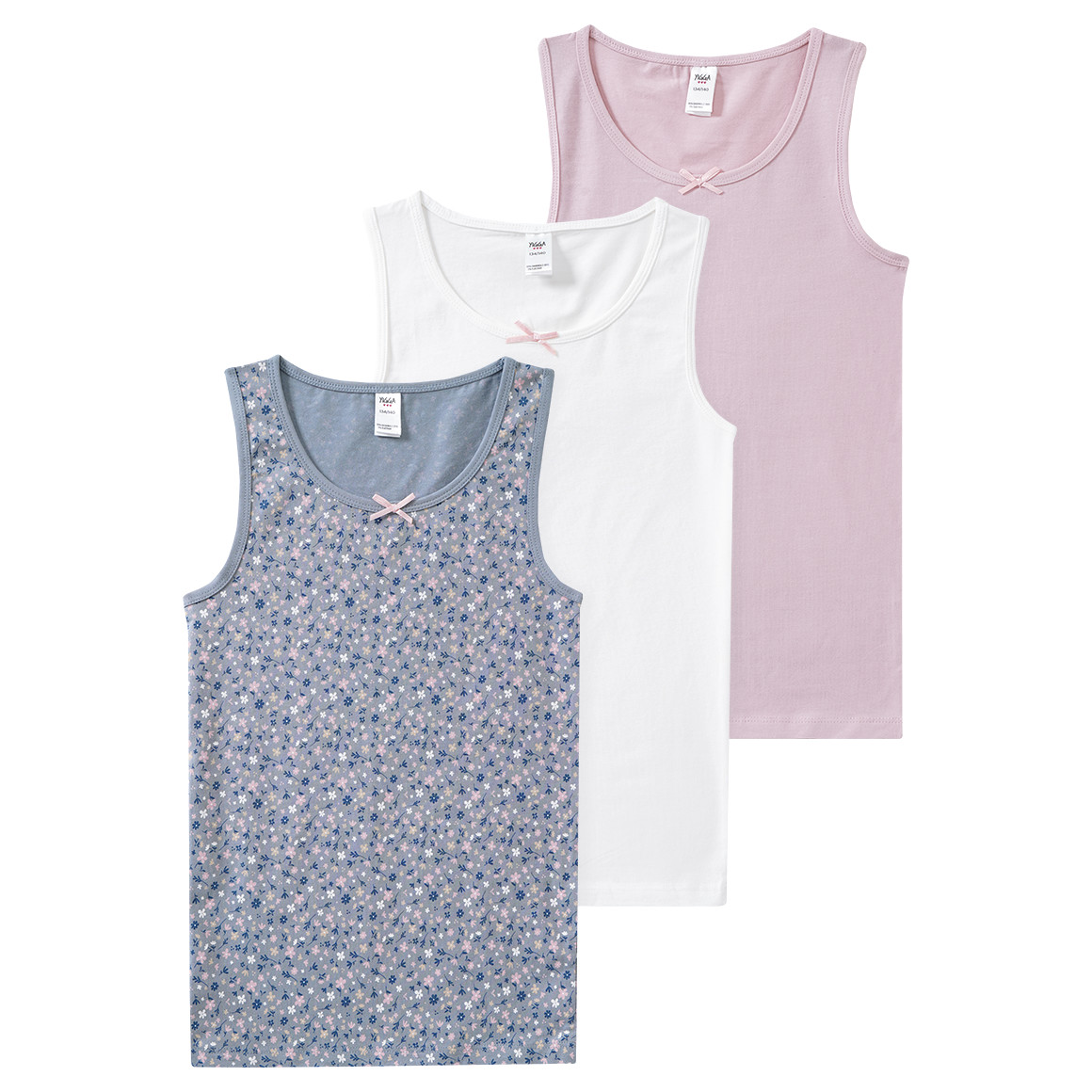 3 Mädchen Unterhemden mit Bio-Baumwolle von Topolino