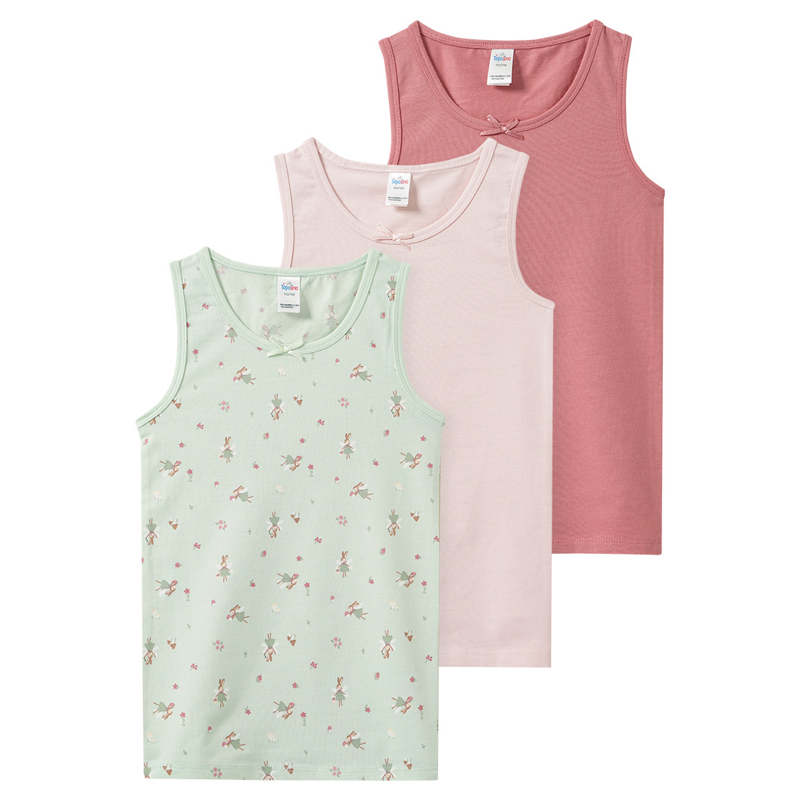 3 Mädchen Unterhemden mit Bio-Baumwolle von Topolino