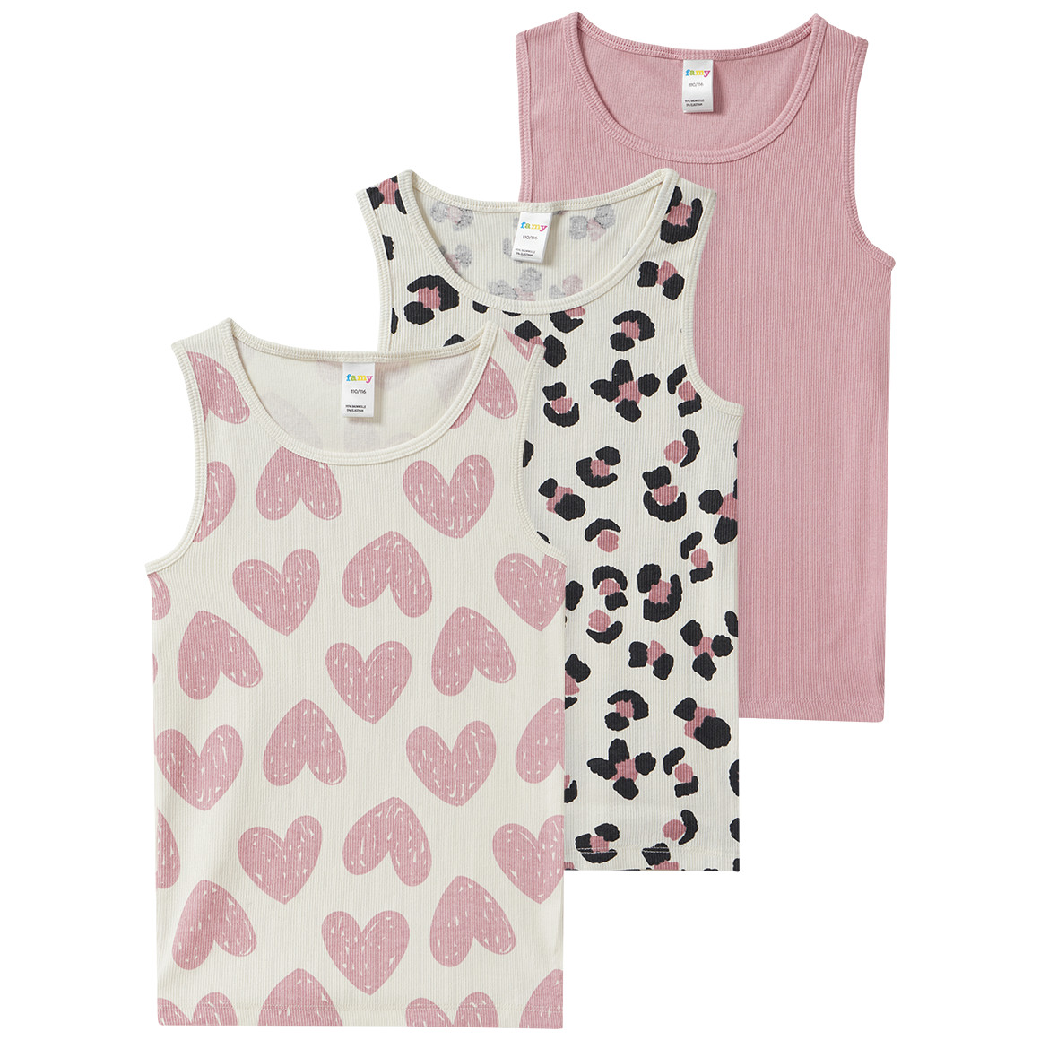 3 Mädchen Unterhemden mit Rippstruktur von Topolino