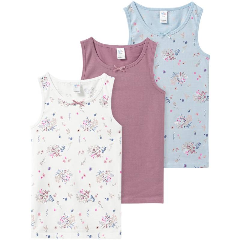 3 Mädchen Unterhemden mit floralem Dessin von Topolino