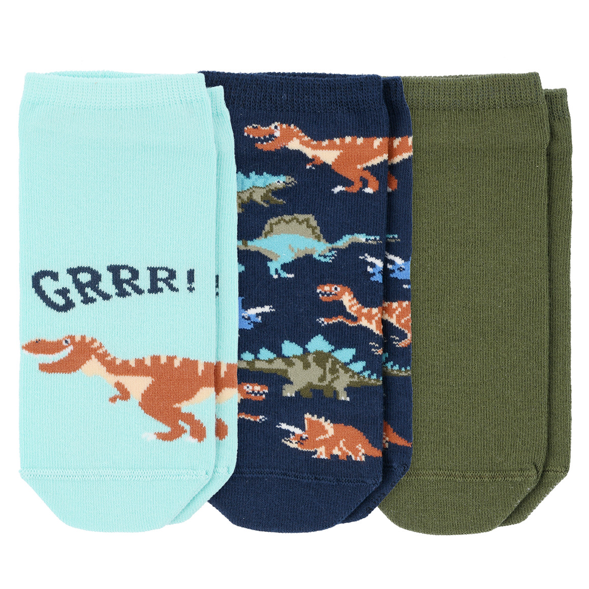 3 Paar Jungen Sneaker-Socken mit Dinos von Topolino