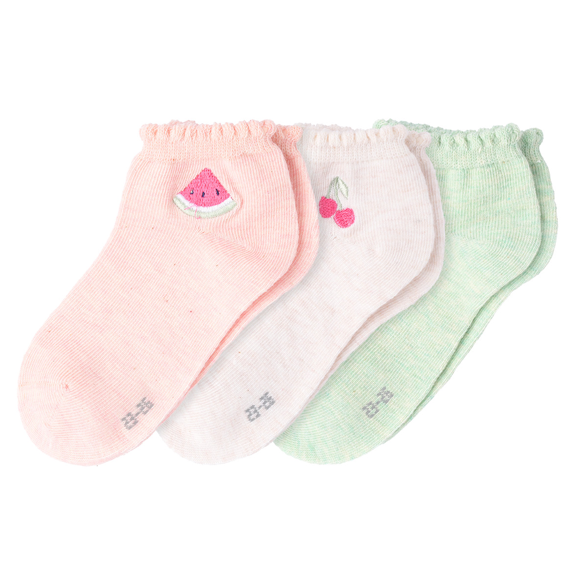 3 Paar Mädchen Sneaker-Socken mit Picot-Kante 3 Paar Mädchen Sneaker-Socken mit Picot-Kante von Topolino