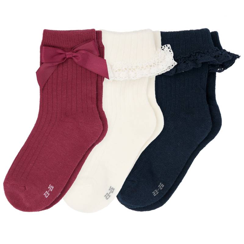 3 Paar Mädchen Socken im festlichen Design von Topolino
