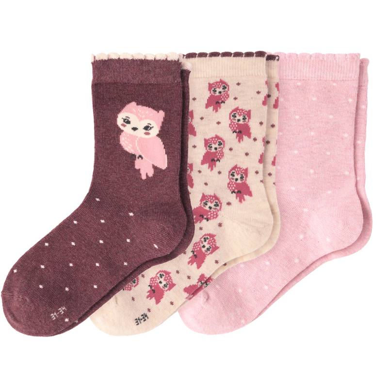 3 Paar Mädchen Socken mit Eulen-Motiv von Topolino