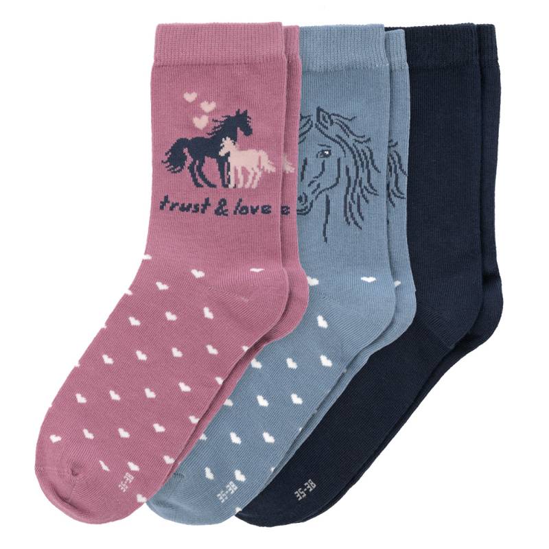 3 Paar Mädchen Socken mit Pferde-Motiven von Topolino
