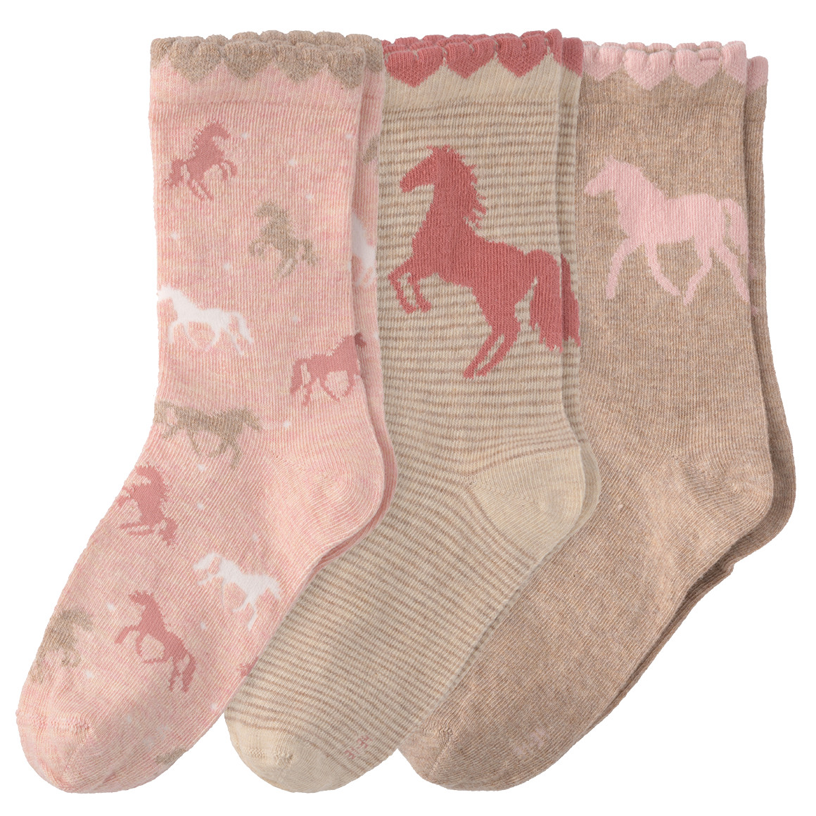 3 Paar Mädchen Socken mit Pferde-Motiven von Topolino