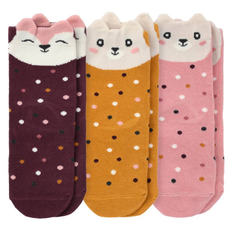 3 Paar Mädchen Socken mit Tiergesichtern von Topolino