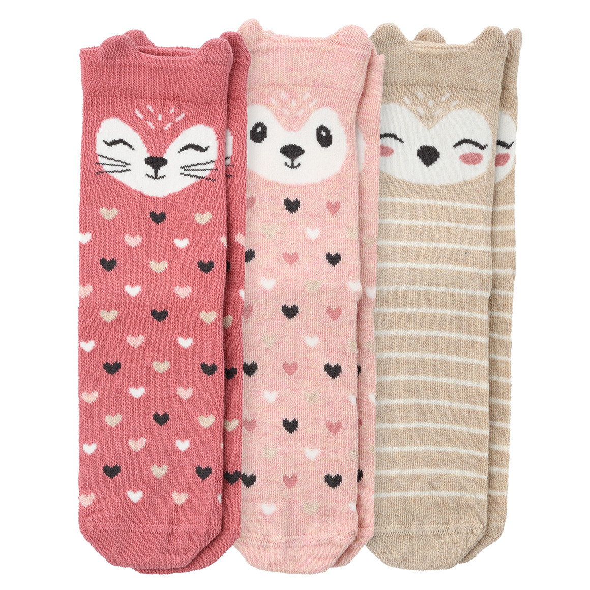 3 Paar Mädchen Socken mit Tiergesichtern von Topolino