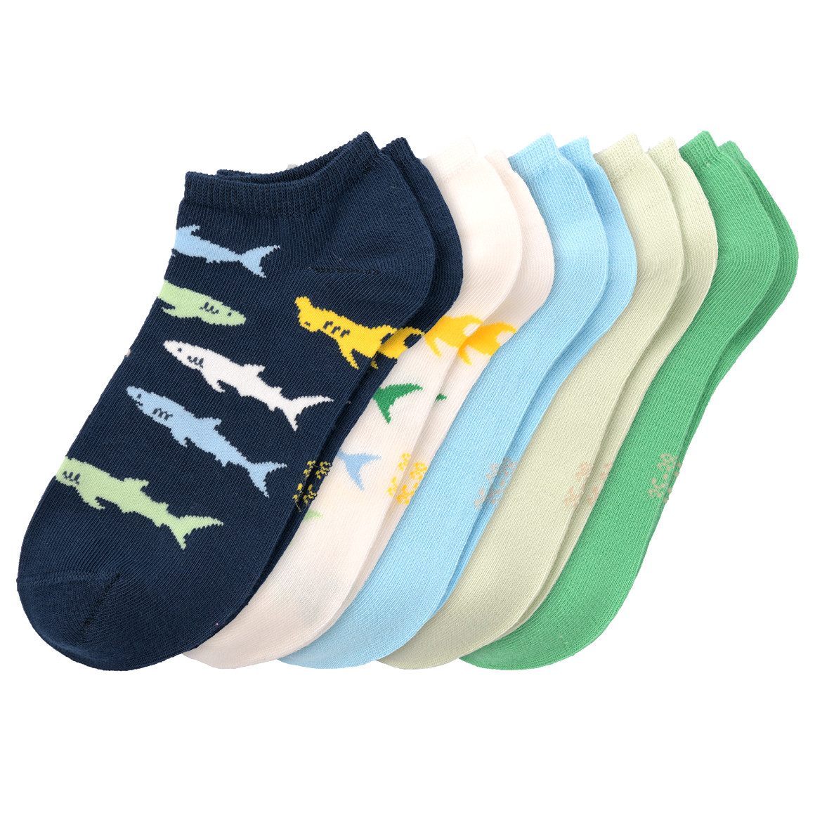 5 Paar Jungen Sneaker-Socken mit Hai-Motiven von Topolino