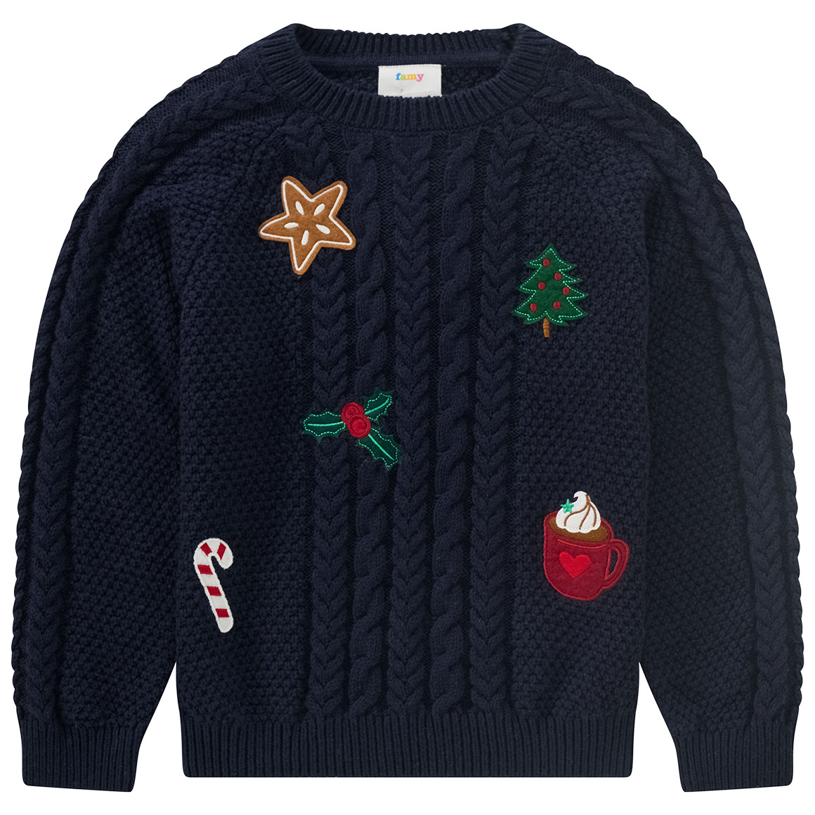 Kinder Weihnachtspullover mit Zopfmuster von Topolino