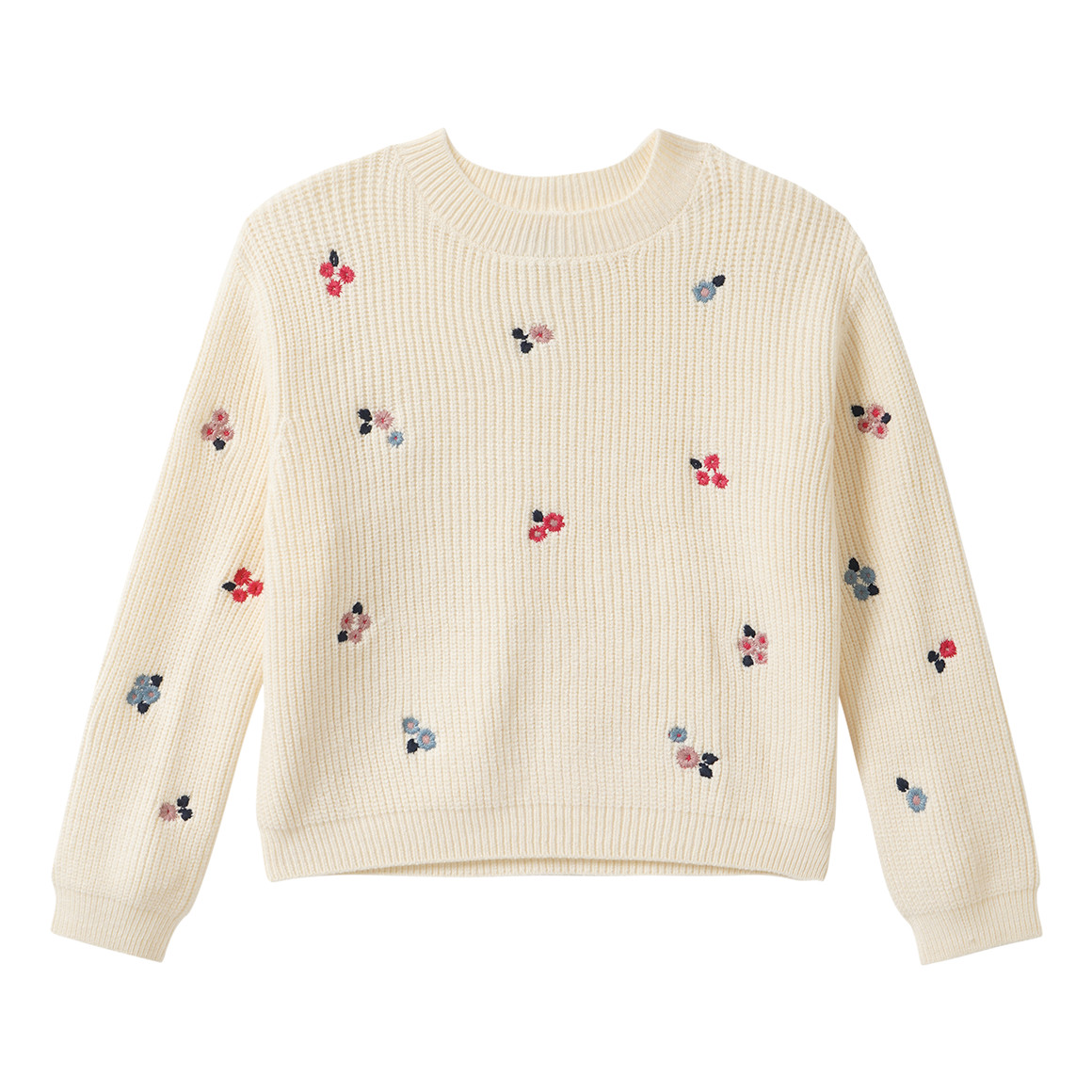 Mädchen Strickpullover mit Blümchen-Stickerei von Topolino