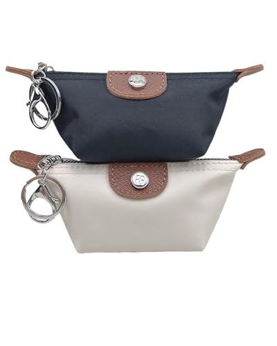2 Stück Mini Rucksack Schlüsselanhänger für Frauen kleine Nylon Münze Geldbeutel Kleingeldbeutel Schlüsselanhänger Tasche(Weiß + Schwarz) von Topoloar