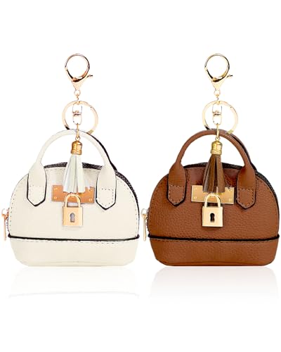2 Stück Mini Schlüsselanhänger Tasche Kosmetiktasche für Frauen PU Leder Rucksack Schlüsselanhänger Autoschlüssel Tasche Lippenstift Tasche Kartenhalter Daten Kabel Organizer Zipper (Braun + Weiß) 2 Stück Mini Schlüsselanhänger Tasche Kosmetiktasche für Frauen PU Leder Rucksack Schlüsselanhänger Autoschlüssel Tasche Lippenstift Tasche Kartenhalter Daten Kabel Organizer Zipper (Braun + Weiß) von Topoloar