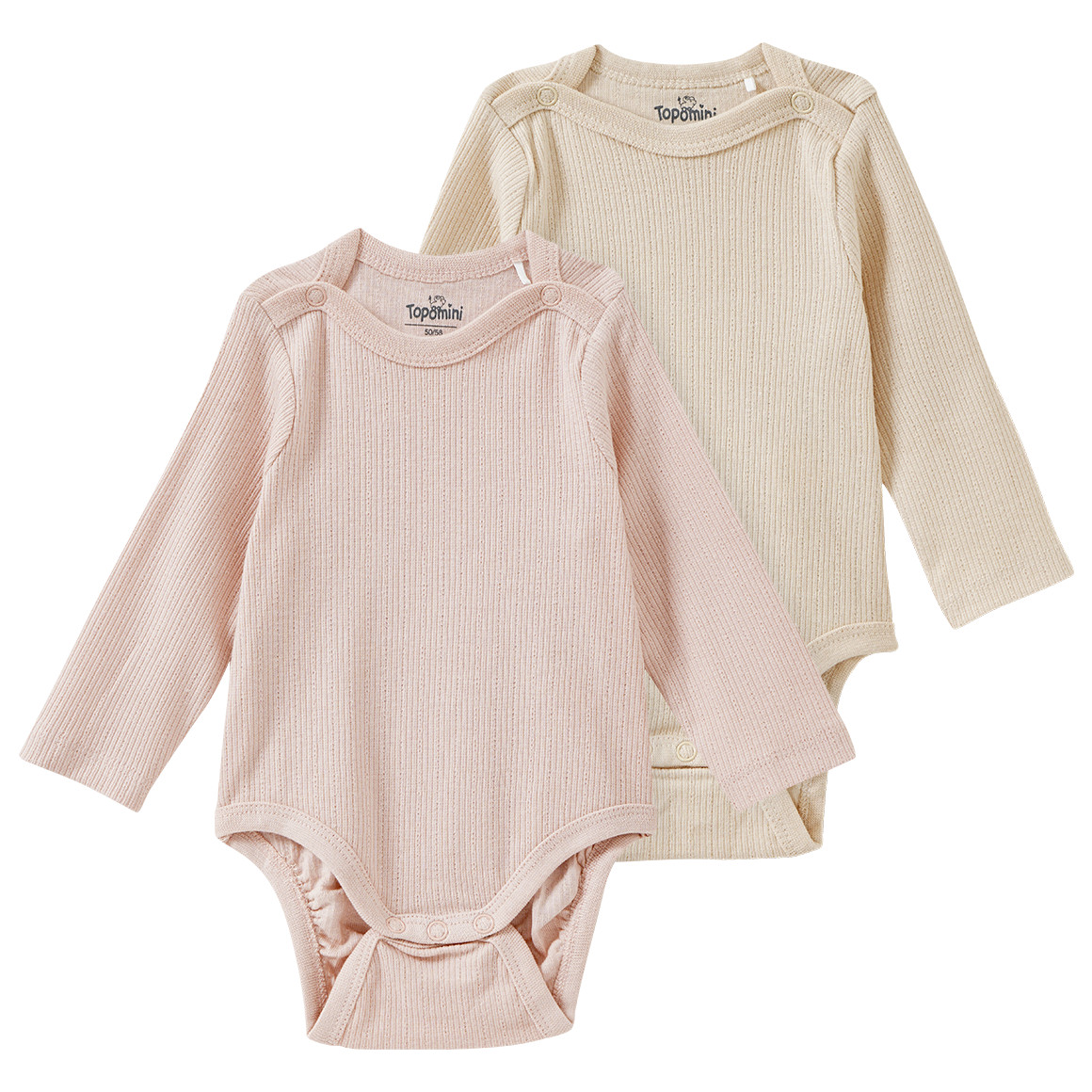2 Baby Langarmbodys mit Rippstruktur von Topomini