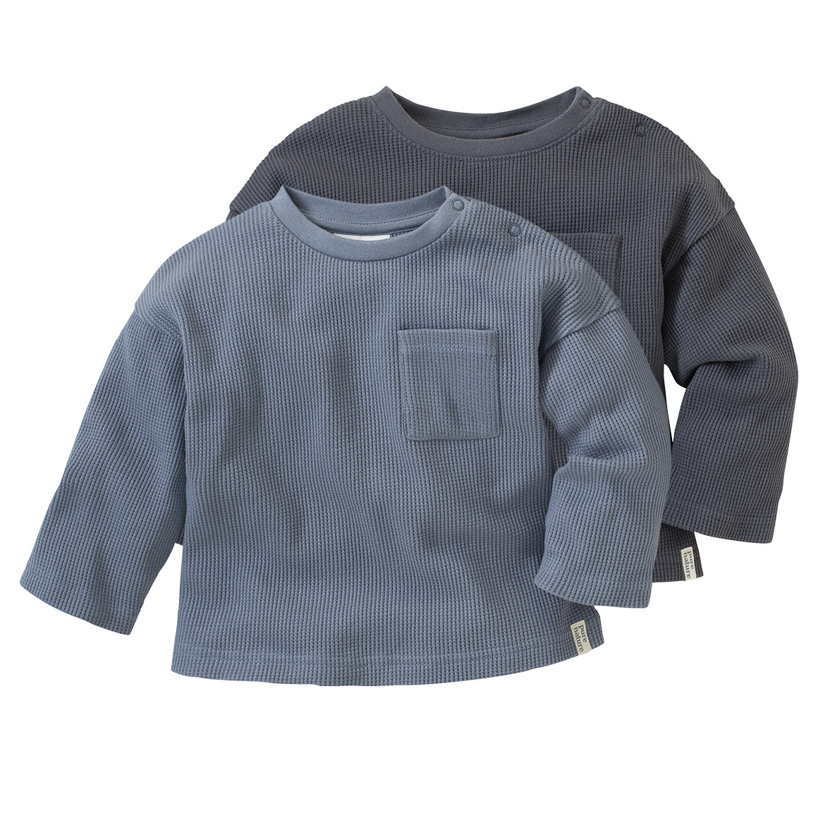 2 Baby Langarmshirts aus Waffel-Piqué von Topomini