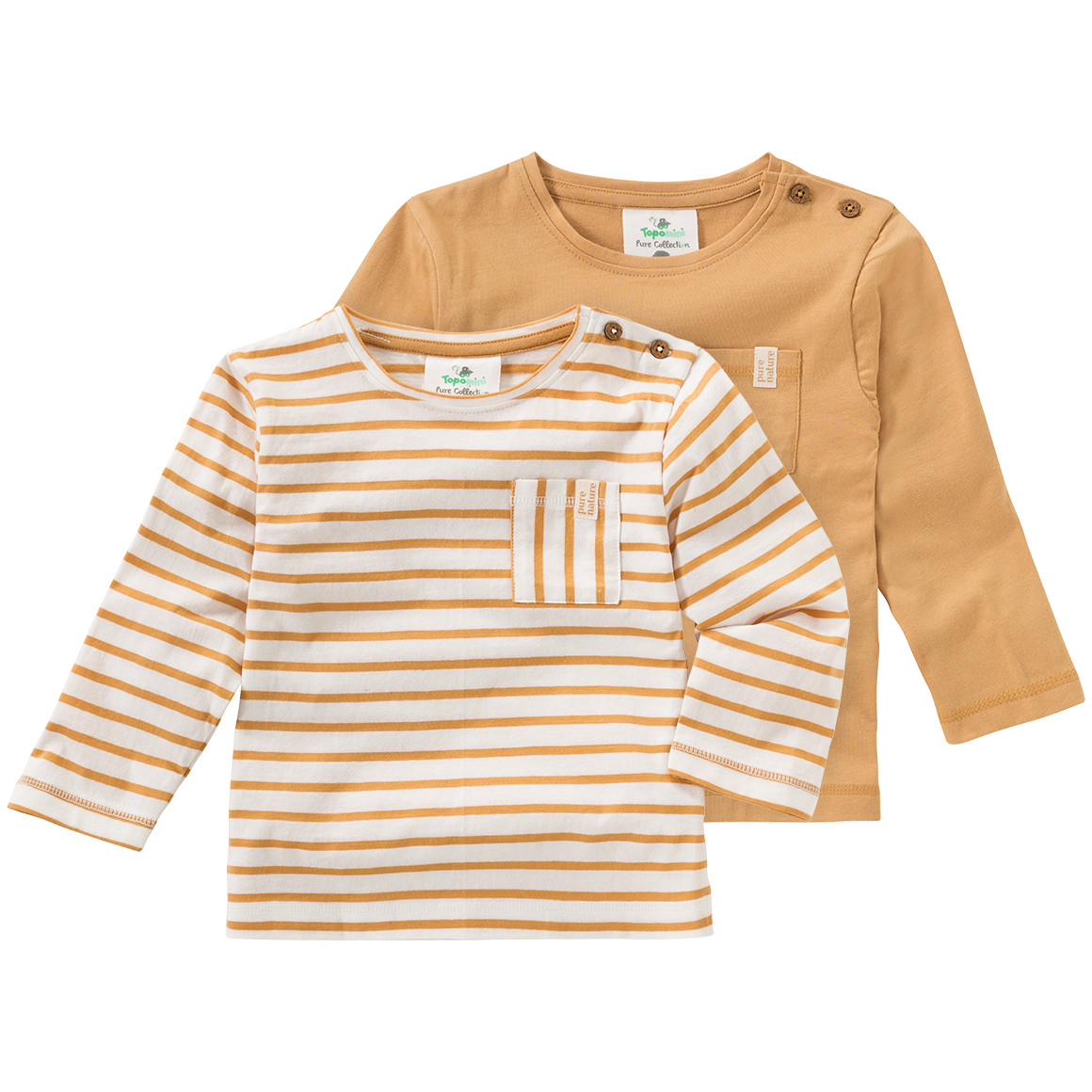 2 Baby Langarmshirts mit Brusttasche von Topomini