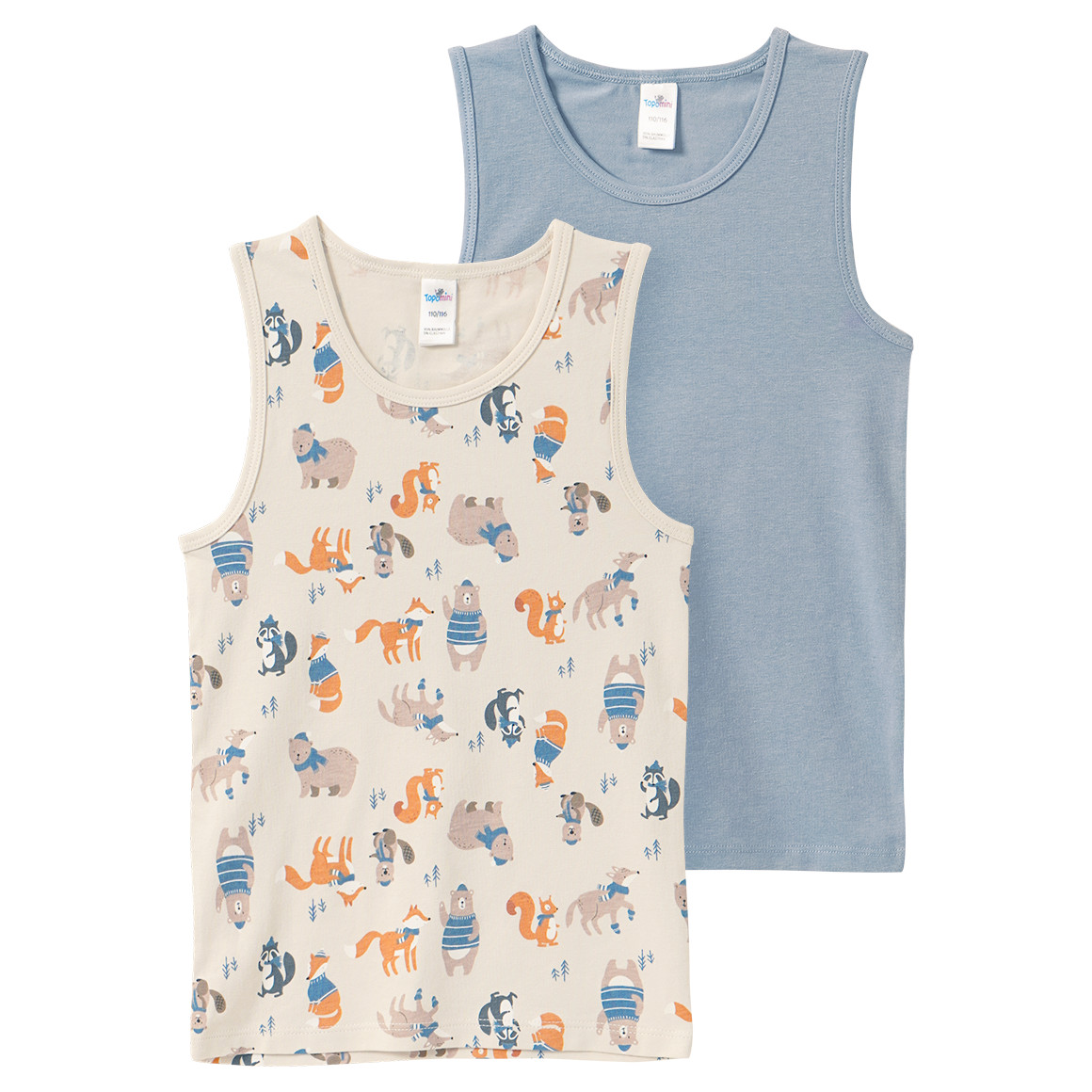 2 Baby Unterhemden in verschiedenen Dessins von Topomini