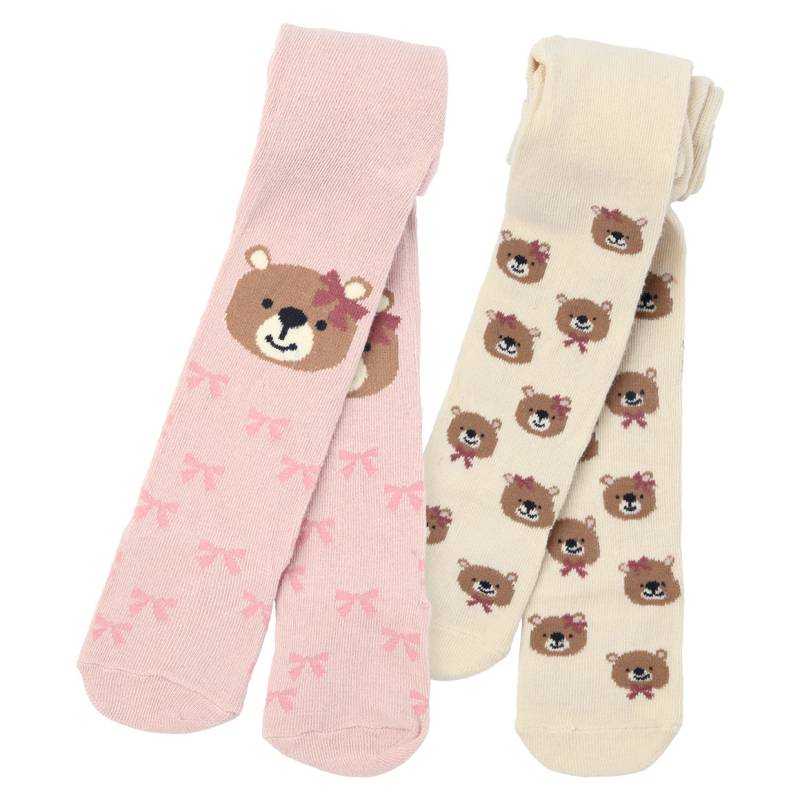 2 Mädchen Strumpfhosen mit Bären-Motiven von Topomini