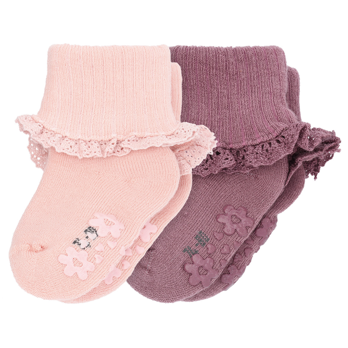 2 Paar Baby Socken mit Rüschen von Topomini