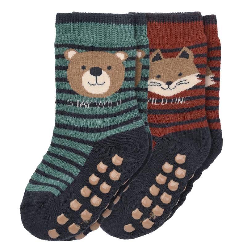 2 Paar Baby Stoppersocken mit Tier-Motiven von Topomini