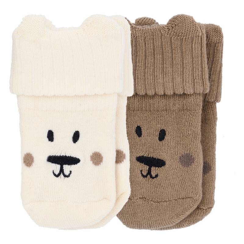 2 Paar Newborn Frotteesocken mit Stickerei von Topomini