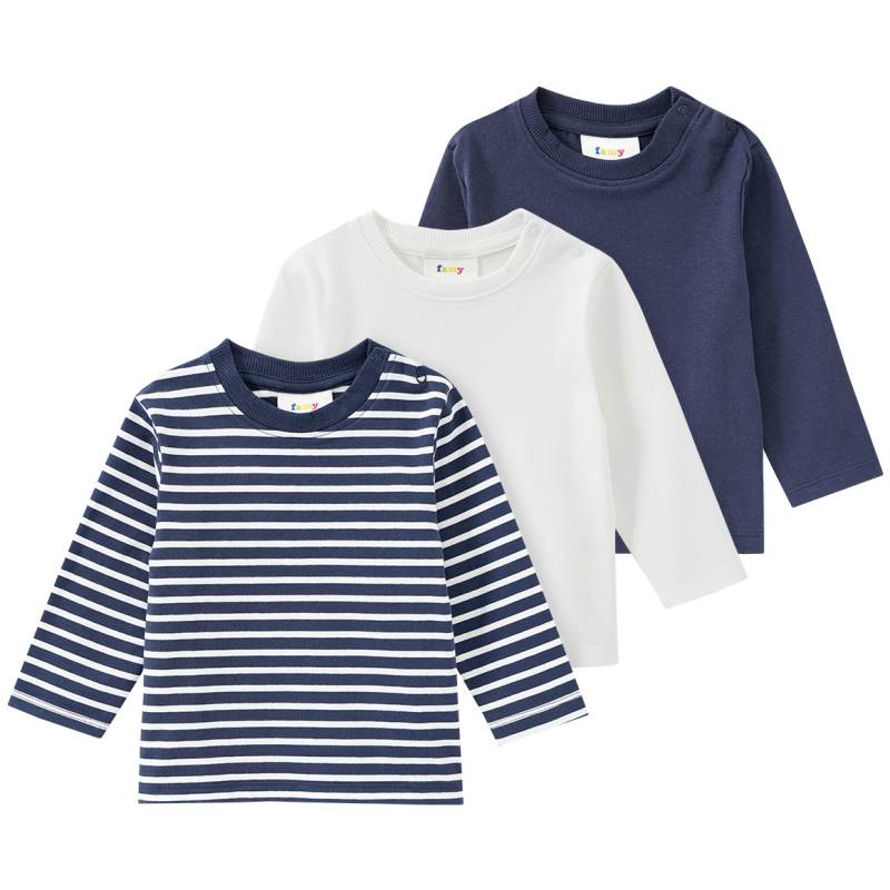 3 Baby Langarmshirts im Basic-Look von Topomini