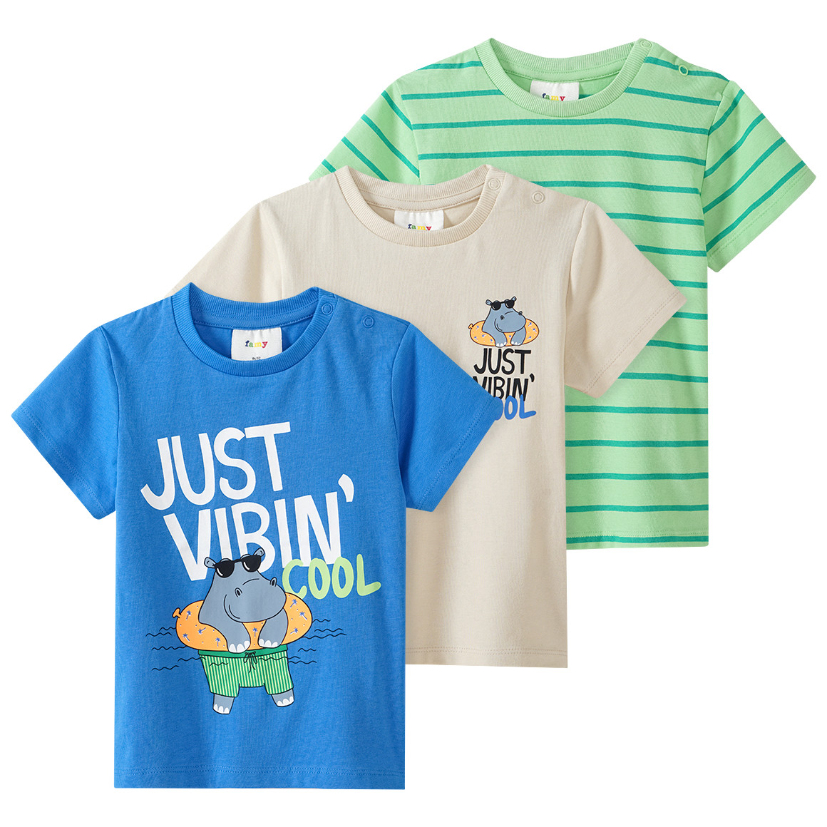 3 Baby T-Shirts in verschiedenen Dessins von Topomini