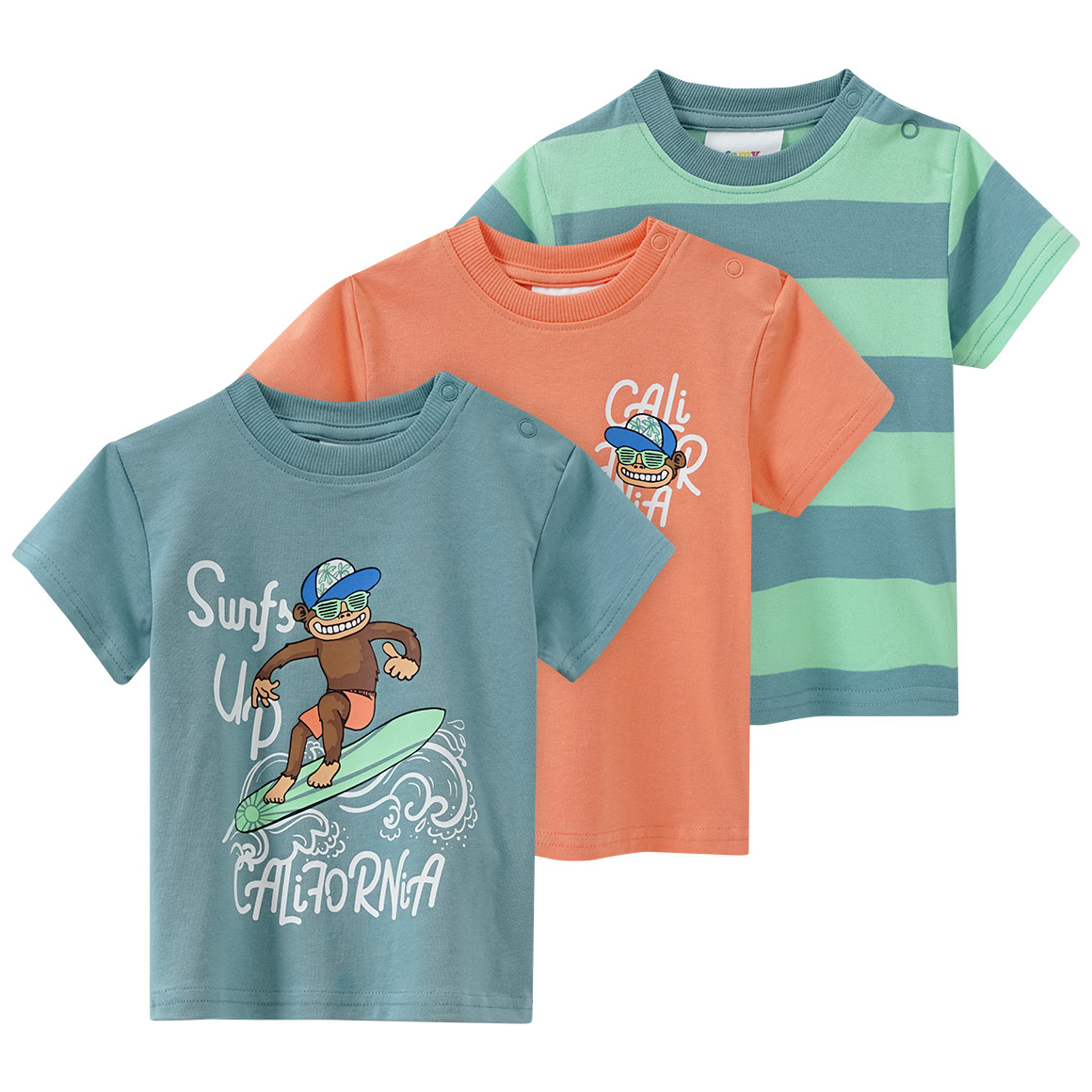 3 Baby T-Shirts in verschiedenen Dessins von Topomini