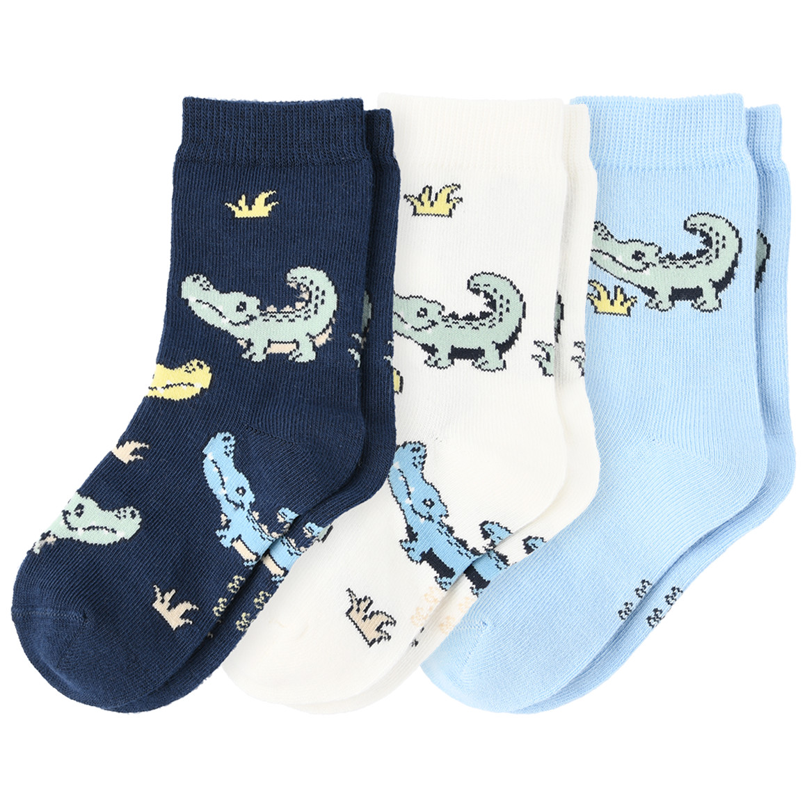 3 Paar Baby Socken mit Krokodil-Motiven von Topomini