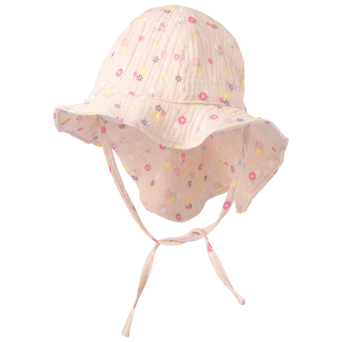 Baby Musselin-Mütze mit Nackenschutz von Topomini