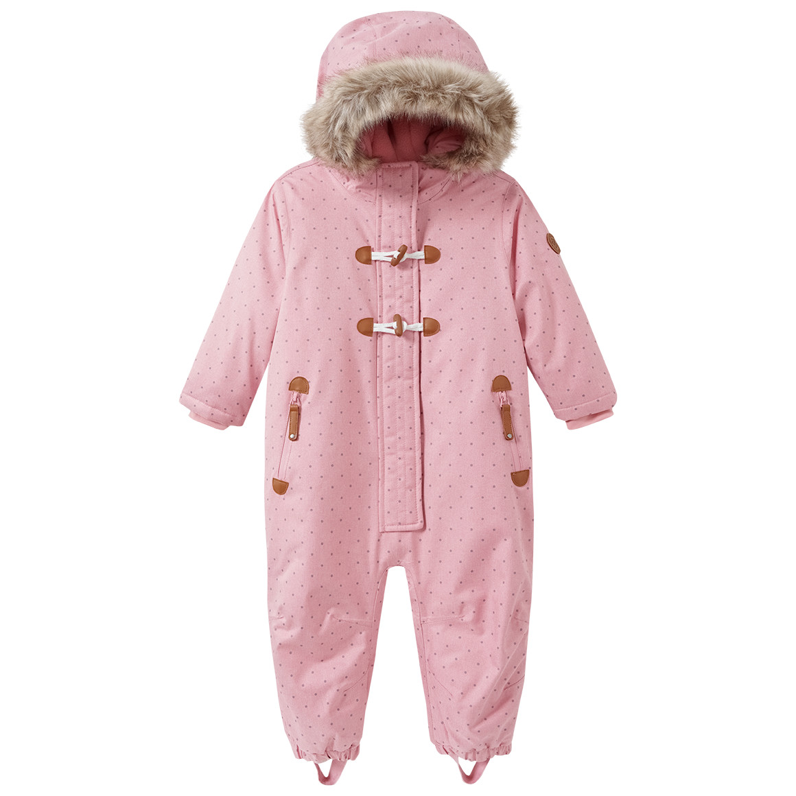 Baby Schneeoverall mit Fellkapuze von Topomini