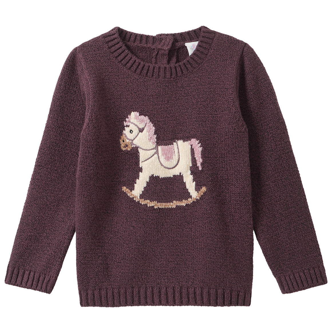 Baby Strickpullover mit Schaukelpferd-Motiv von Topomini