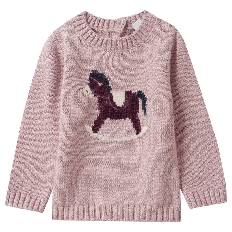 Baby Strickpullover mit Schaukelpferd-Motiv von Topomini
