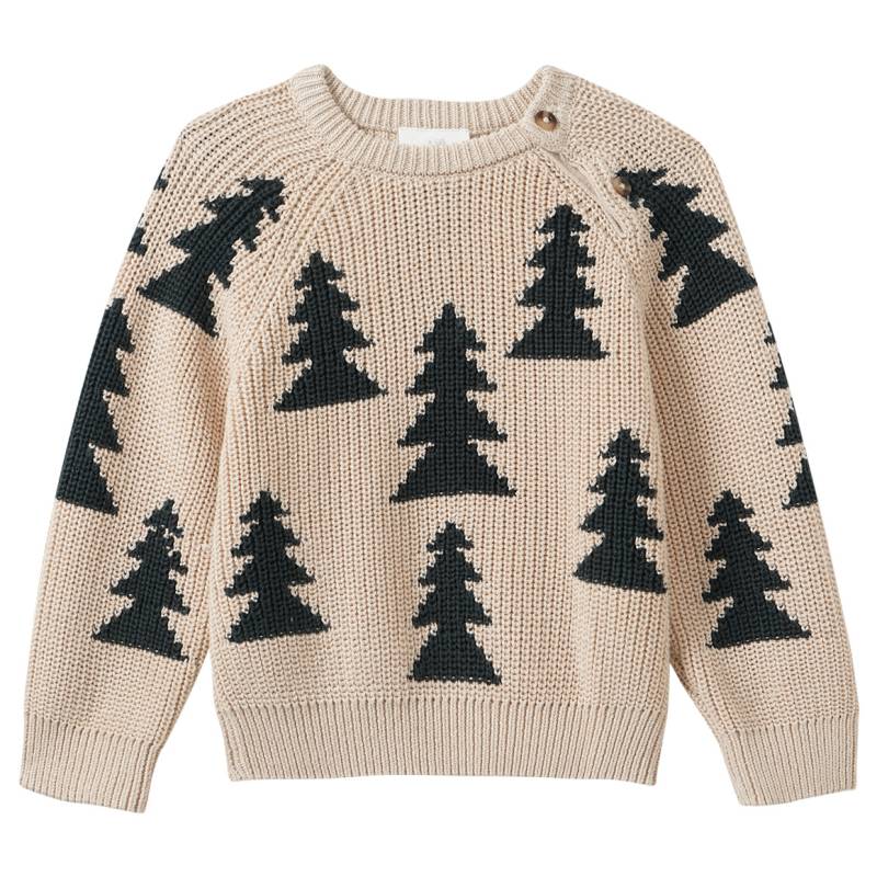 Baby Strickpullover mit Tannen-Allover von Topomini