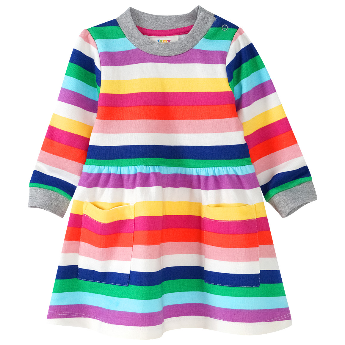 Baby Sweatkleid in bunten Regenbogenfarben von Topomini