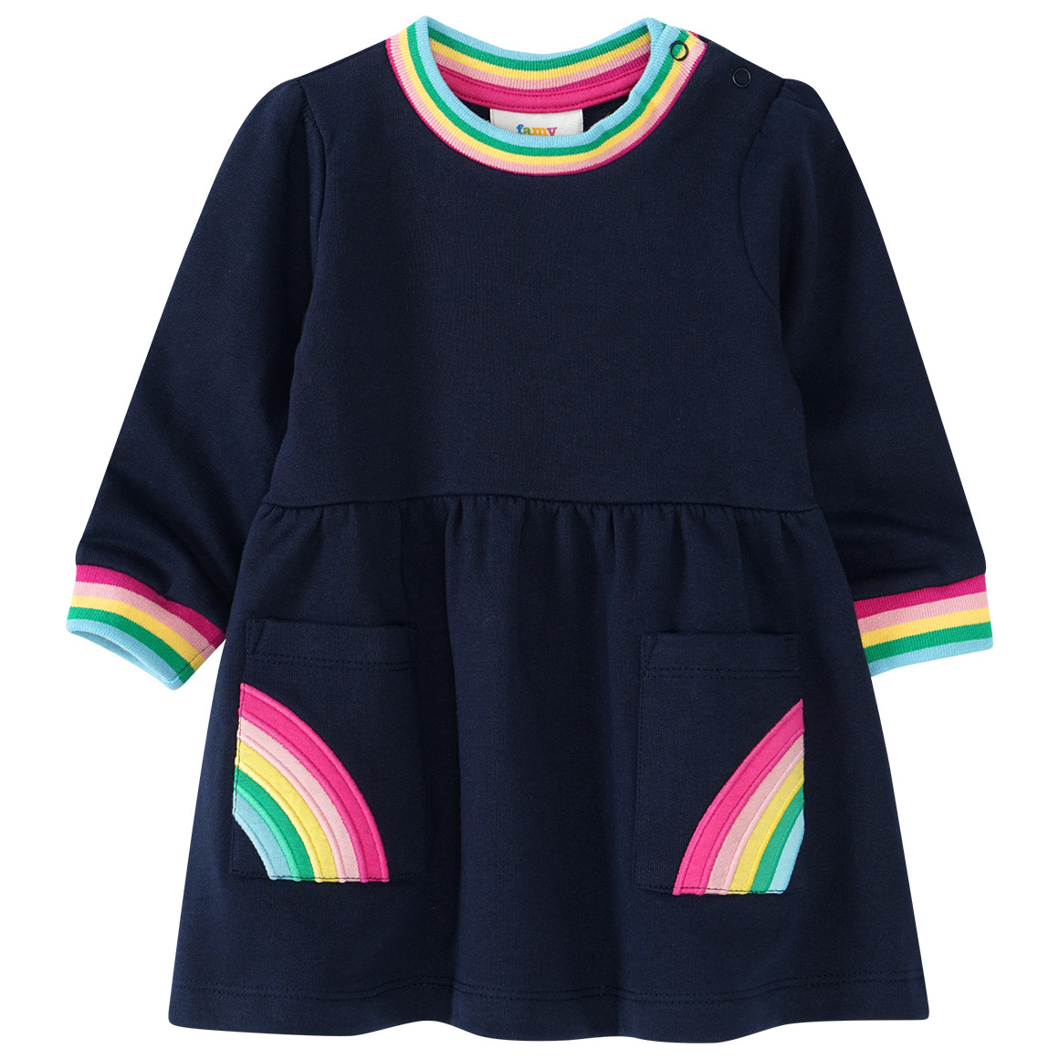 Baby Sweatkleid mit bunten Bündchen von Topomini