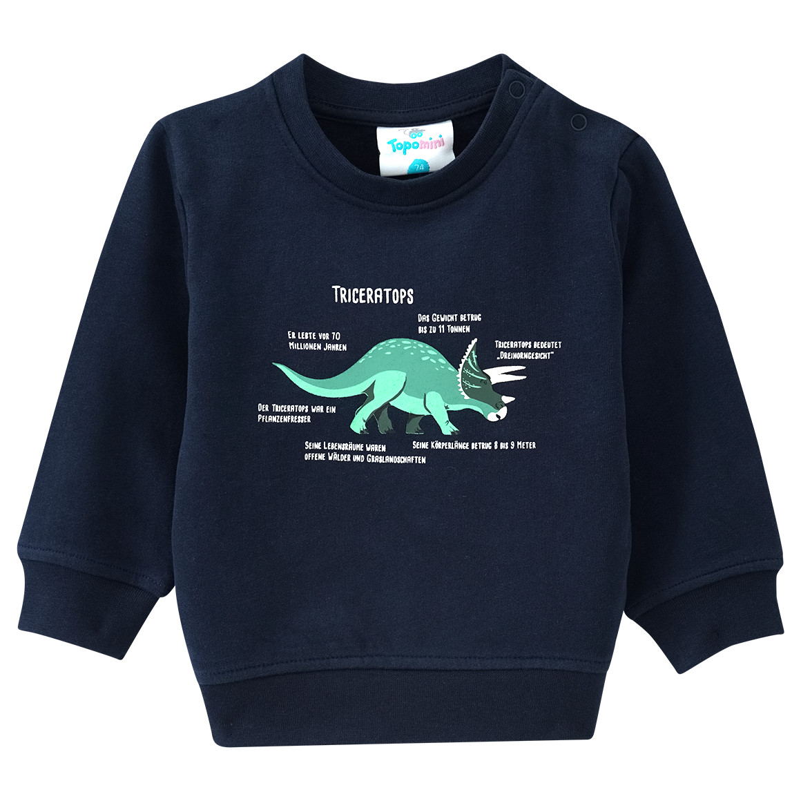 Baby Sweatshirt mit Triceratops von Topomini