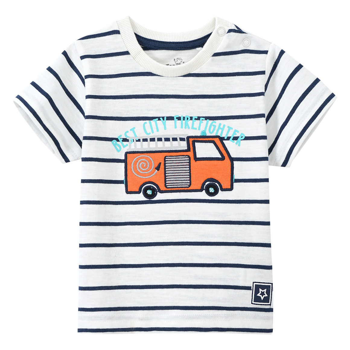 Baby T-Shirt mit Feuerwehr-Applikation von Topomini
