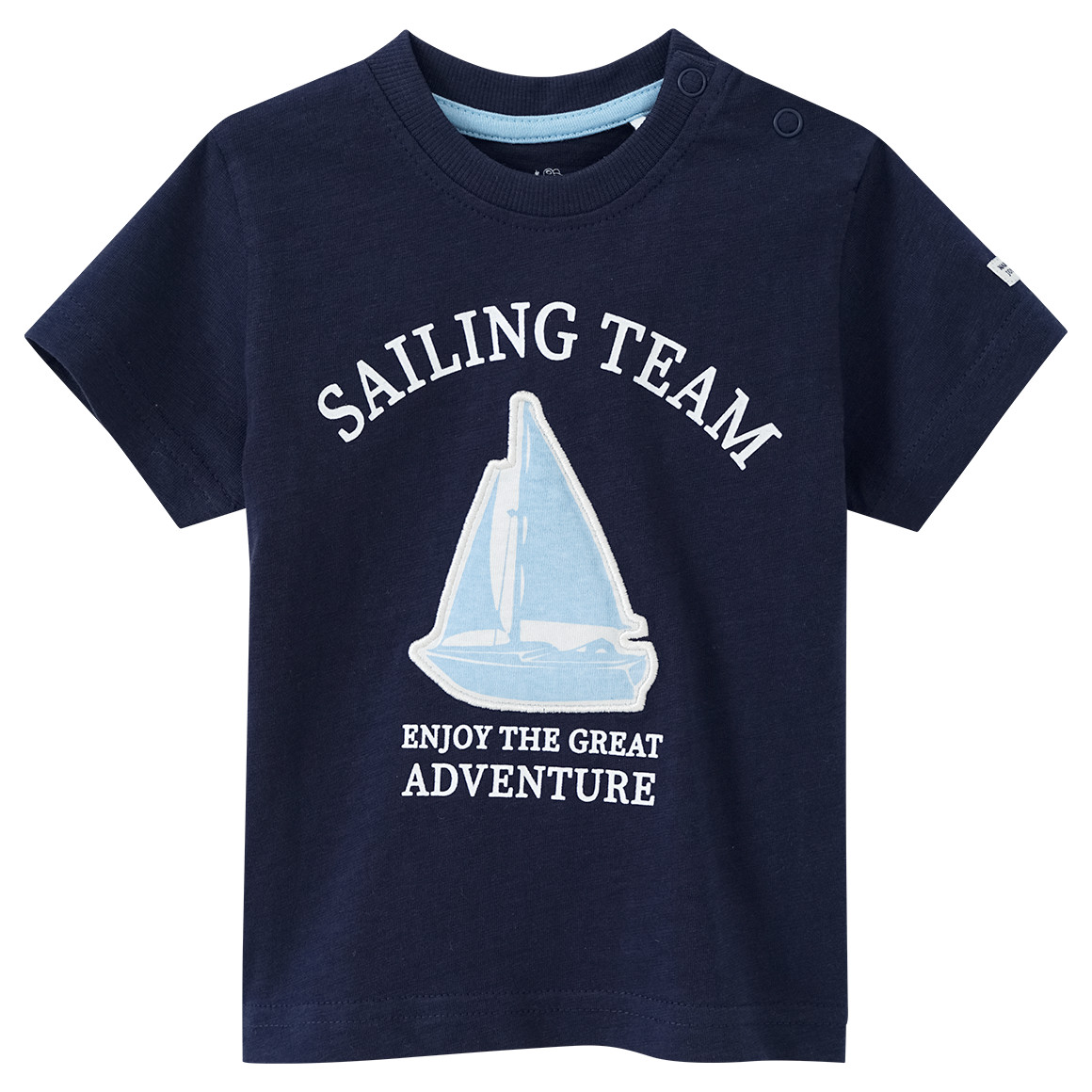 Baby T-Shirt mit Segelboot-Applikation von Topomini