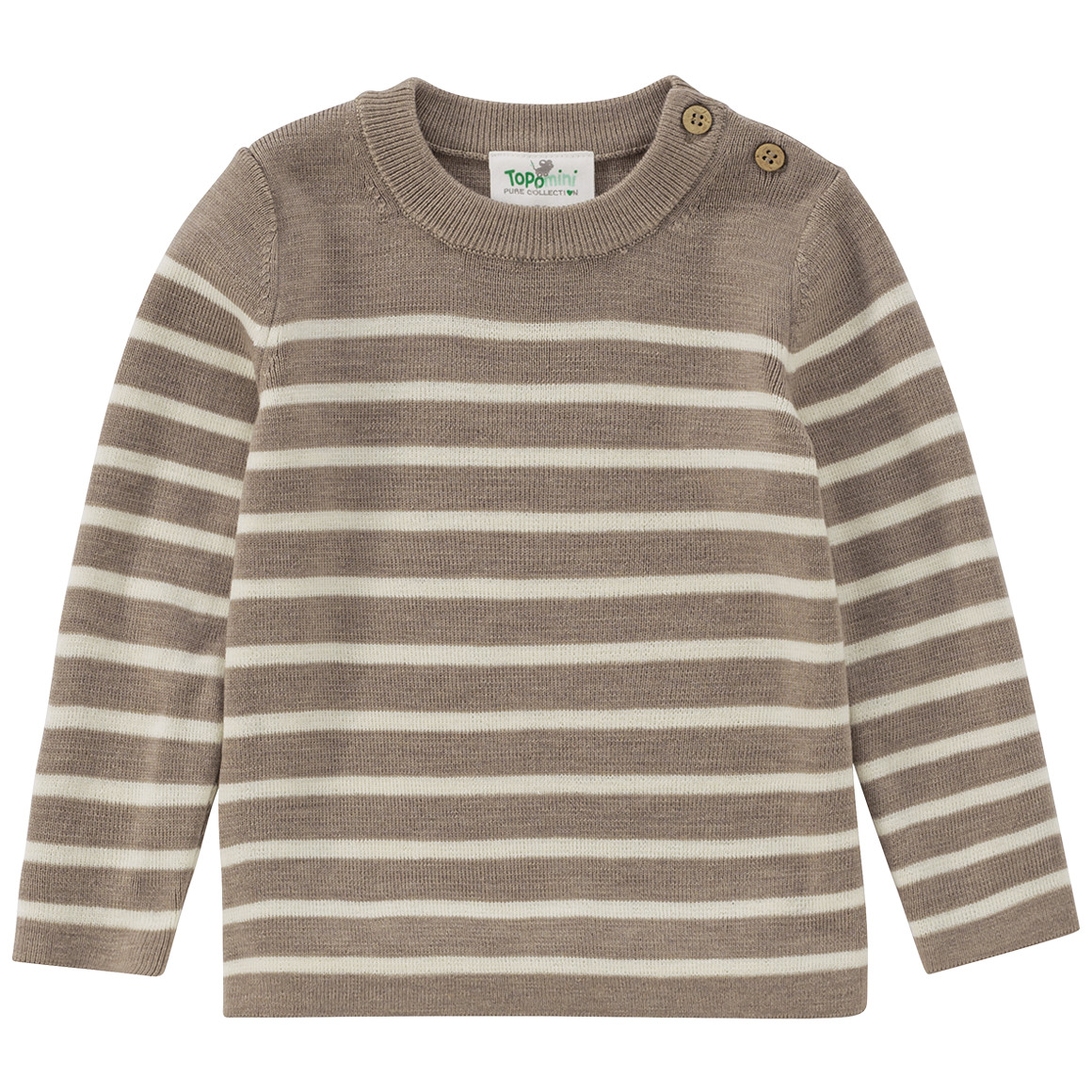 Baby Woll-Strickpullover mit Streifen von Topomini