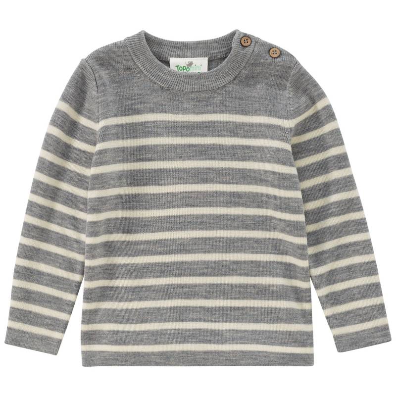 Baby Woll-Strickpullover mit Streifen von Topomini