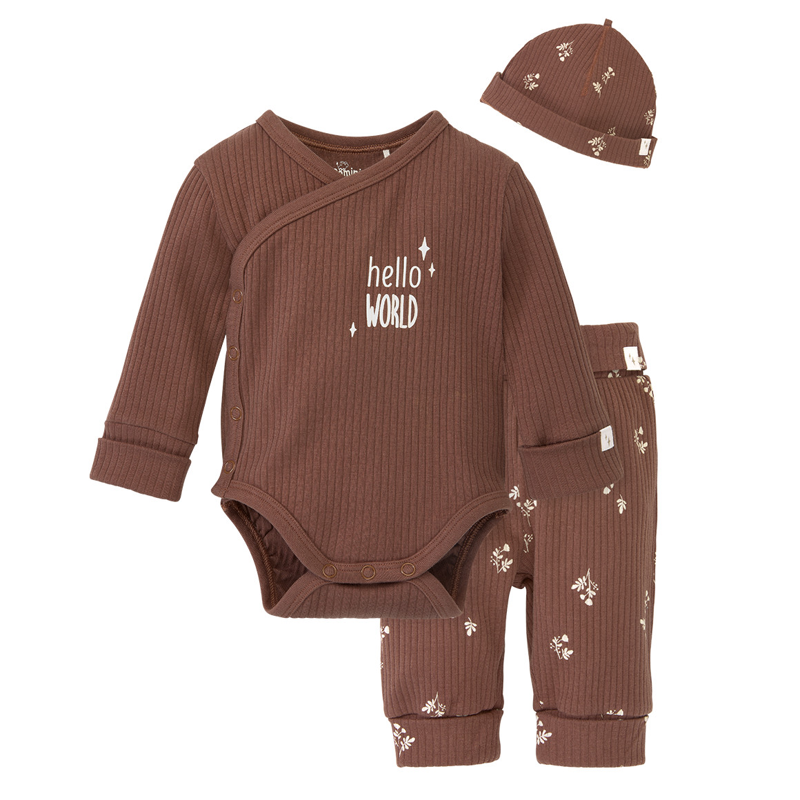 Newborn Wickelbody, Leggings und Mütze von Topomini