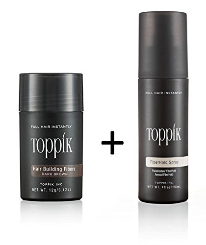 TOPPIK SET 12 g. Haarfasern + Fixier Spray 118ml. Haarverdichtung Streuhaar, Farbton:Mittelbraun (Medium Brown) von Toppik