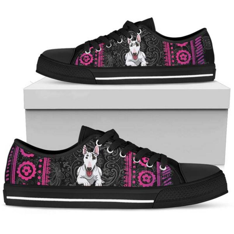 Bullterrier Sneakers Damen Low-Top Dog Art Schuhe von TopsAndToes